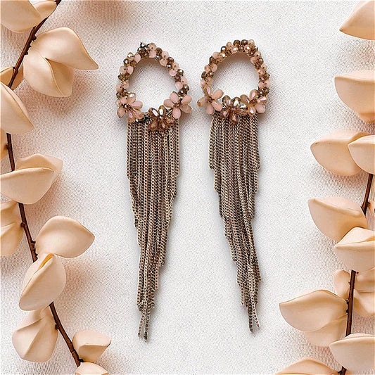 Long Length Korean Danglers Beige Earrings bead Ear Rings Earrings party Trincket Jewellry Jewelry Jewellery