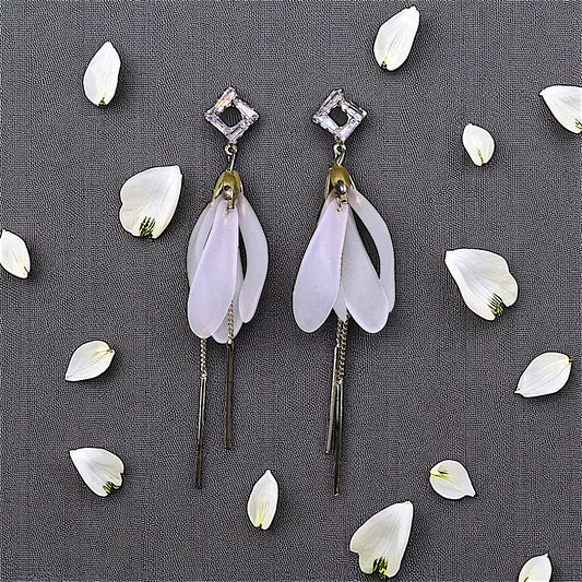 American Diamond Petal Earrings White Earrings AD Ear Rings Earrings party Trincket Jewellry Jewelry Jewellery