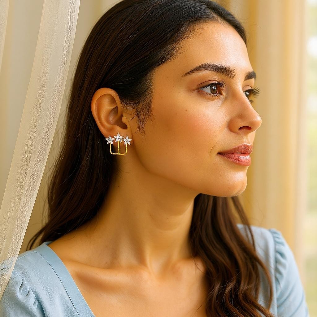 Trio Star Tops Earrings AD casuals Ear Rings Earrings office party Trincket Jewellry Jewelry Jewellery