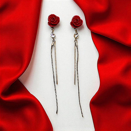 Rose & Thread Earrings Red Earrings bead casuals Ear Rings Earrings office party Trincket Jewellry Jewelry Jewellery
