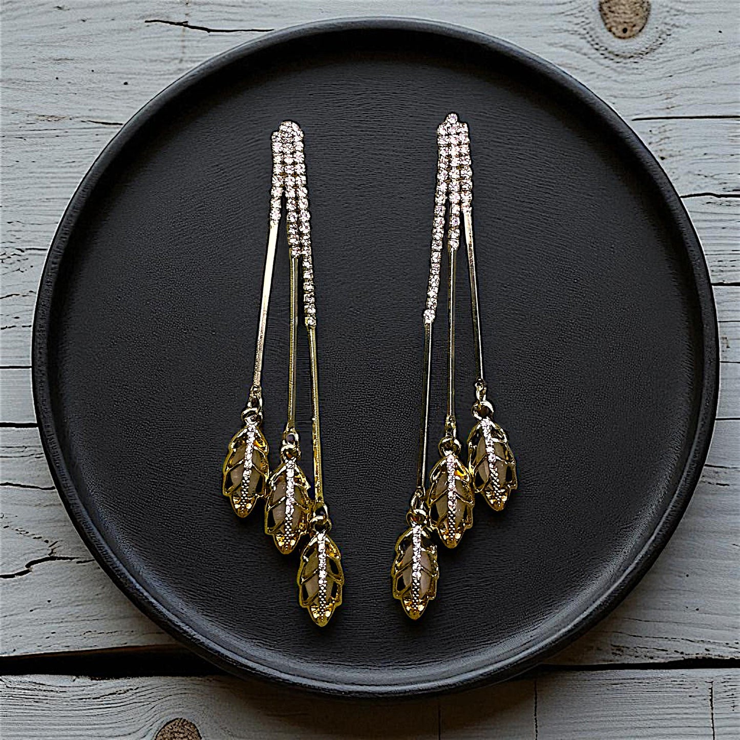 Trio Leaf Fancy Earrings - Perfect Party Accessory Earrings Ear Rings Earrings ethnic party Trincket Jewellry Jewelry Jewellery