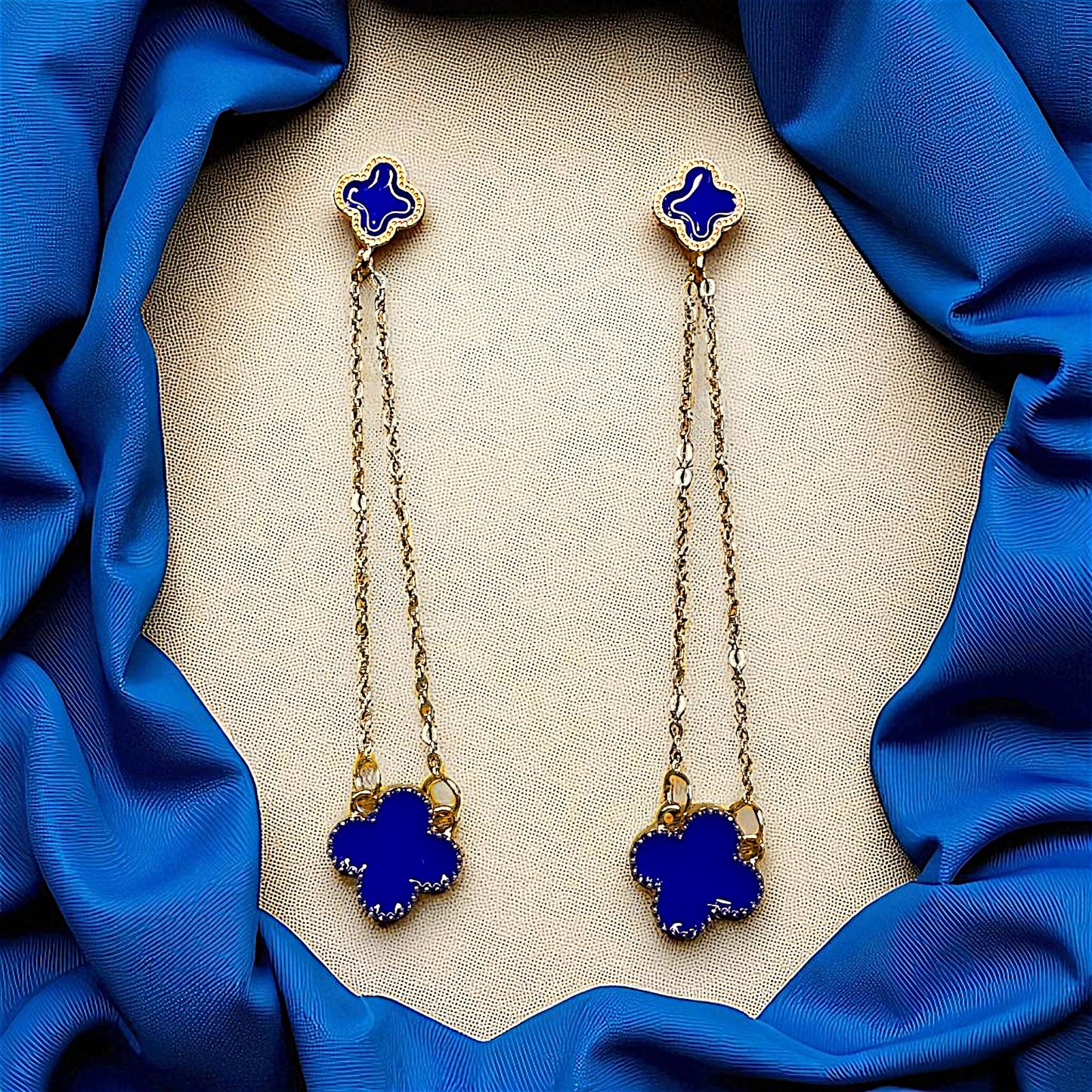 4 Petal Danglers Blue Earrings Ear Rings Earrings ethnic party Trincket Jewellry Jewelry Jewellery