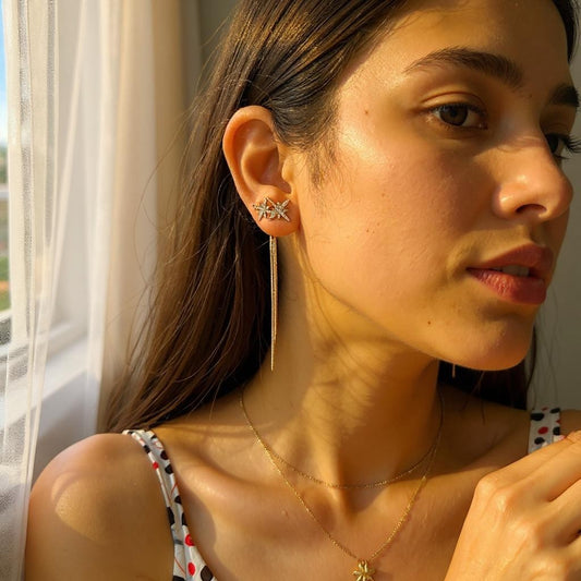 Star Earrings with Chain Earrings Ear Rings Earrings party Trincket Jewellry Jewelry Jewellery