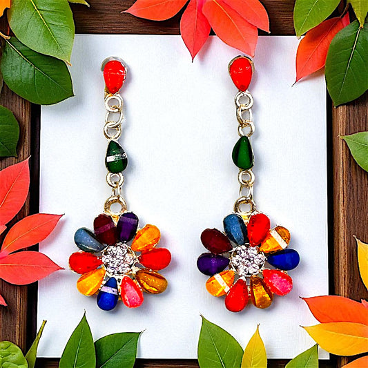 Multicolor Flower Earrings Multicolor Earrings casuals Ear Rings Earrings ethnic party Trincket Jewellry Jewelry Jewellery