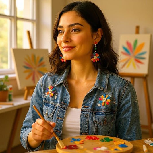 Multicolor Flower Earrings Earrings casuals Ear Rings Earrings ethnic party Trincket Jewellry Jewelry Jewellery