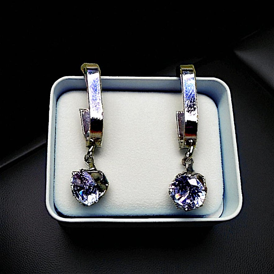 Round Glass Stone Tops Silver Earrings casuals Ear Rings Earrings office party Trincket Jewellry Jewelry Jewellery