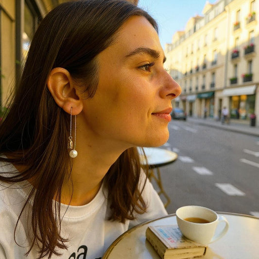 Bead and Golden Chain Earrings Earrings bead Ear Rings Earrings ethnic party Trincket Jewellry Jewelry Jewellery