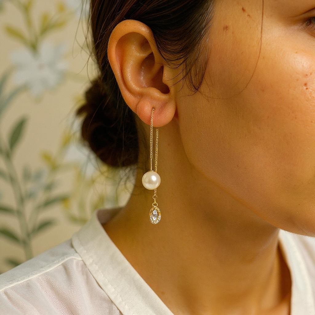 Bead and Golden Chain Earrings Earrings bead Ear Rings Earrings ethnic party Trincket Jewellry Jewelry Jewellery