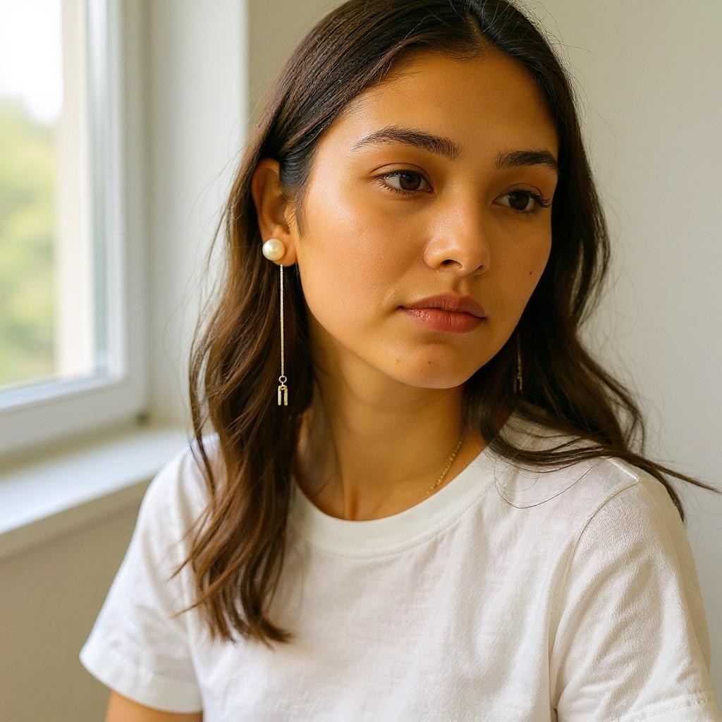 Bead and Golden Chain Earrings Earrings bead Ear Rings Earrings ethnic party Trincket Jewellry Jewelry Jewellery