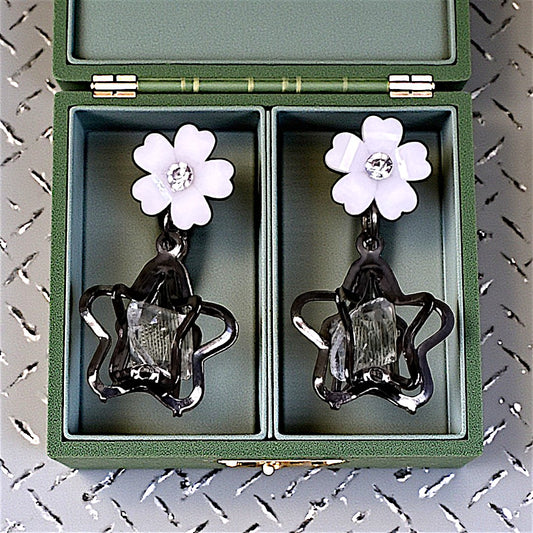 Flower & Star Crystal Earrings | Shine Every Day White Earrings casuals Ear Rings Earrings office party Trincket Jewellry Jewelry Jewellery