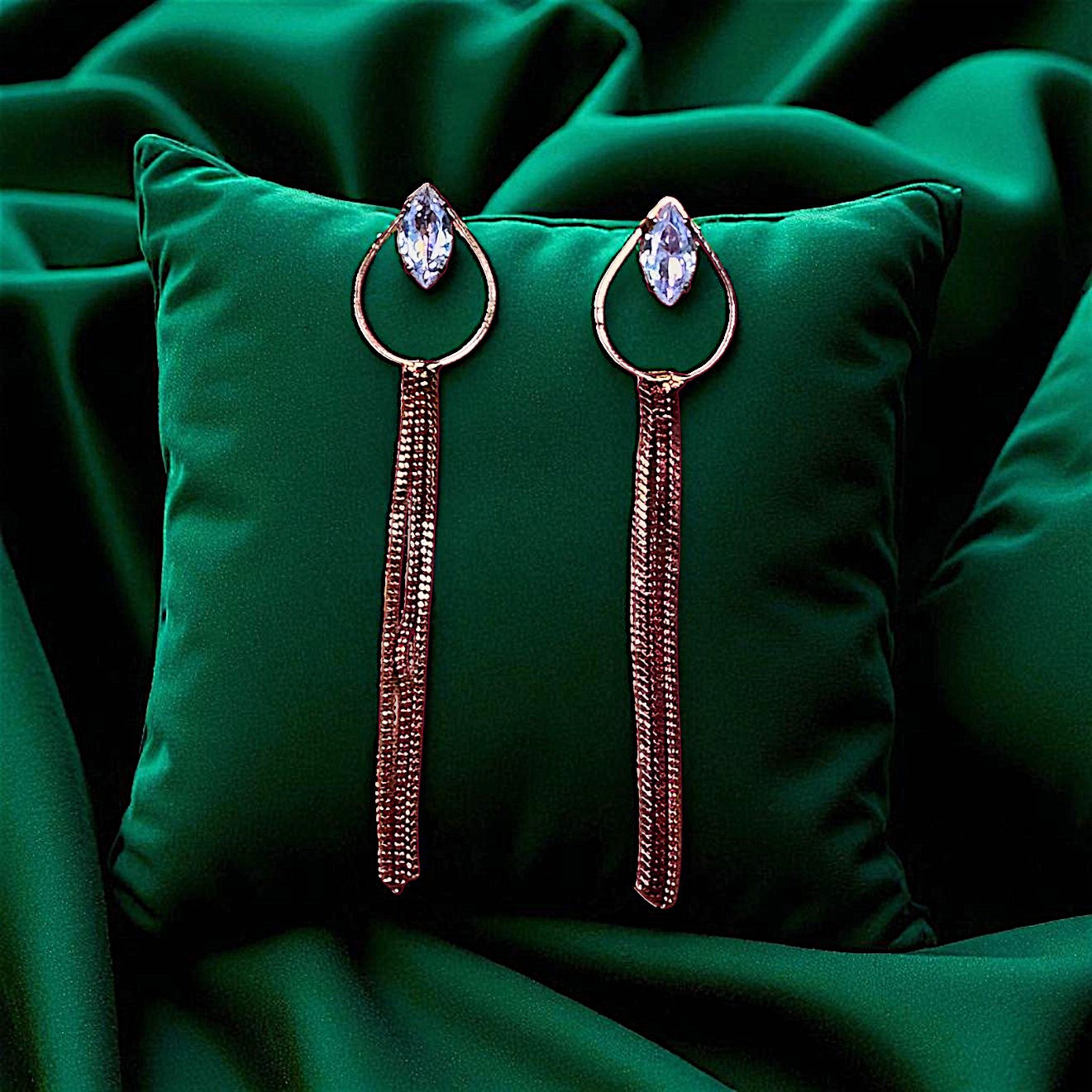Dazzle in Stone & Chain Earrings - Perfect Party Accessory