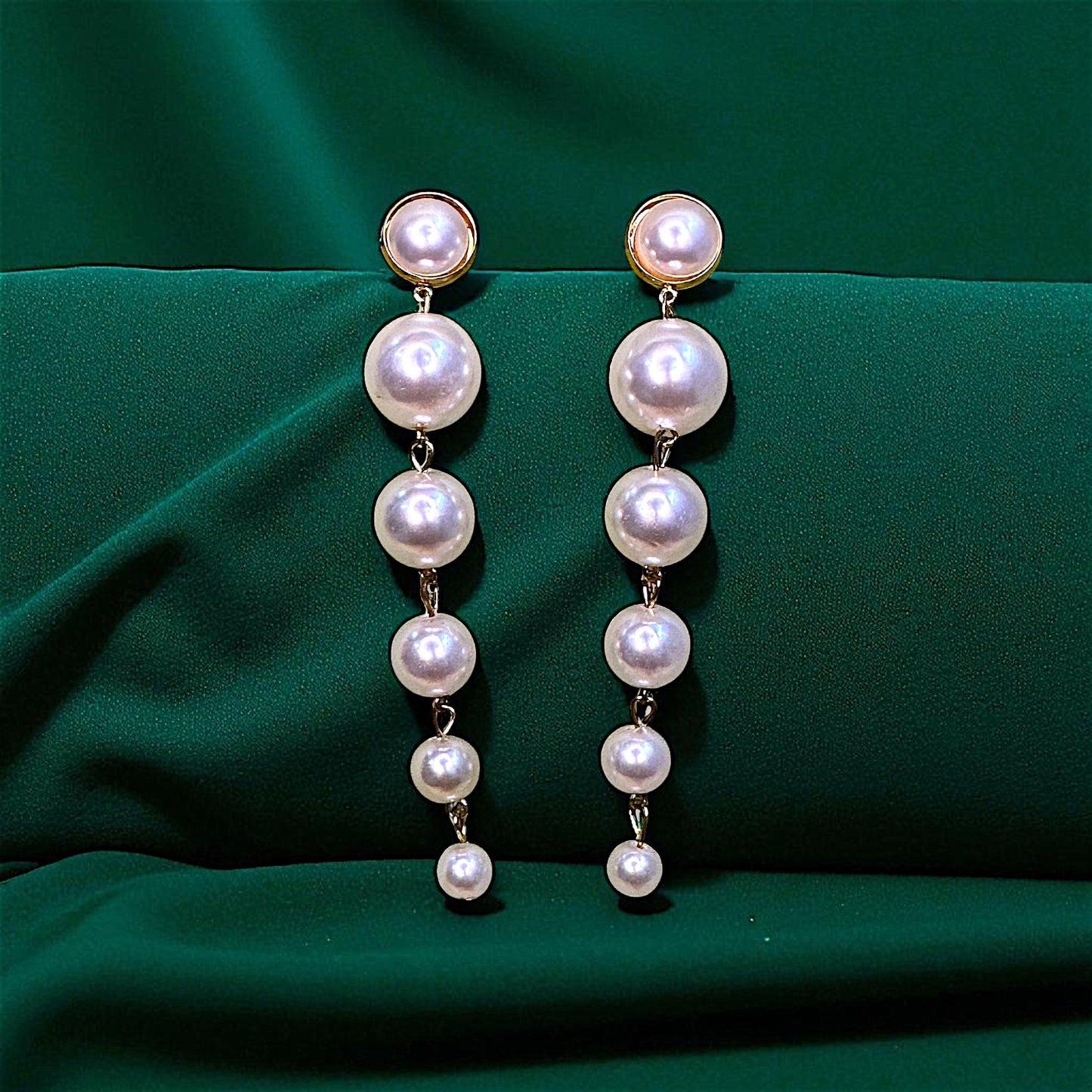 Long White Bead Earrings Golden Base Earrings bead Ear Rings Earrings ethnic party Trincket Jewellry Jewelry Jewellery