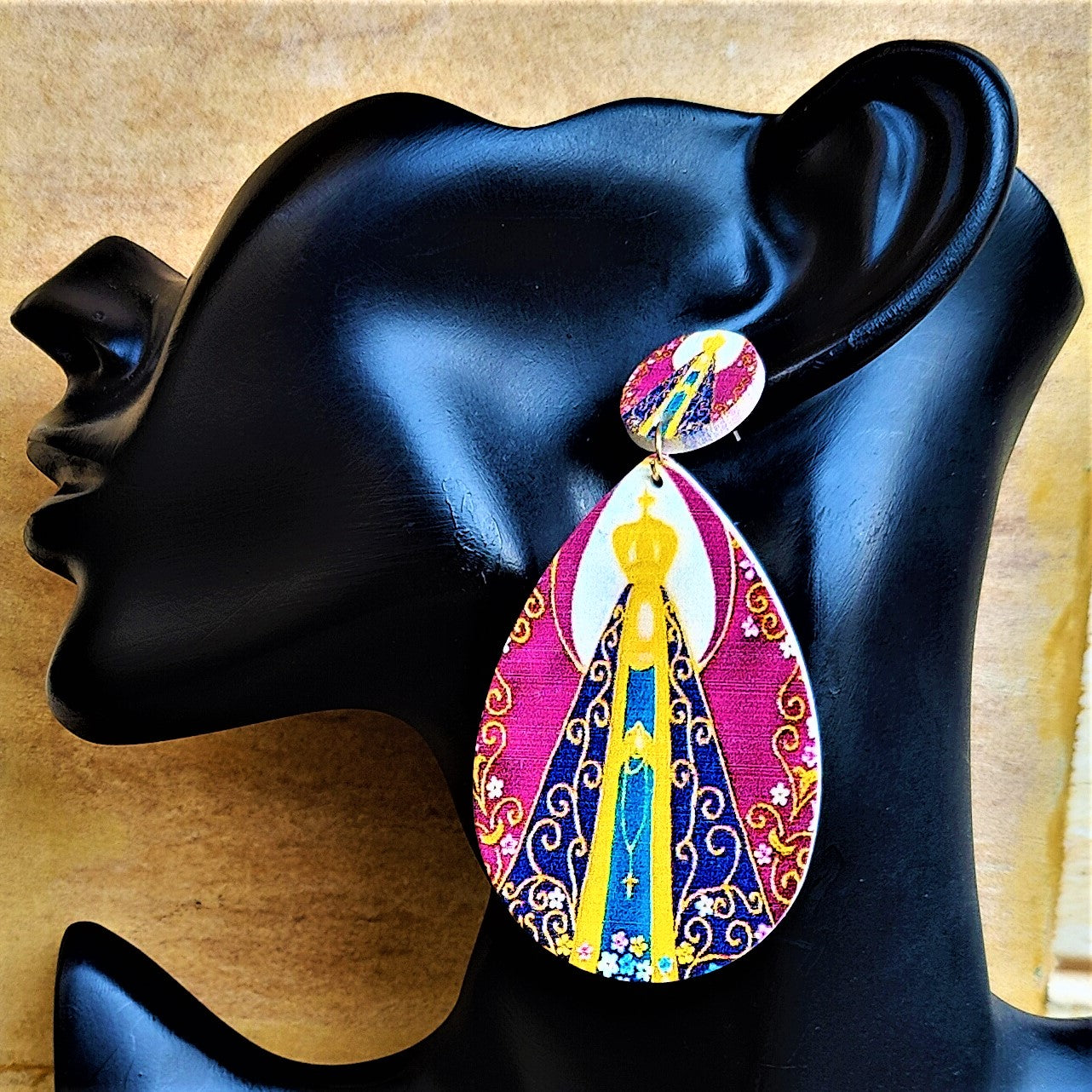 Drop Shaped Wooden Pattern Earrings Earrings casuals Ear Rings Earrings Trincket Jewellry Jewelry Jewellery