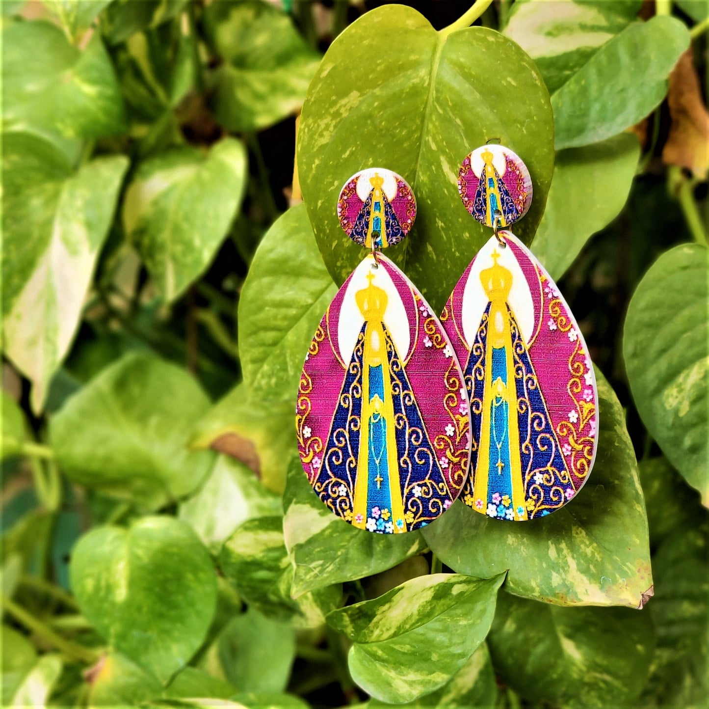 Drop Shaped Wooden Pattern Earrings Pink Earrings casuals Ear Rings Earrings Trincket Jewellry Jewelry Jewellery