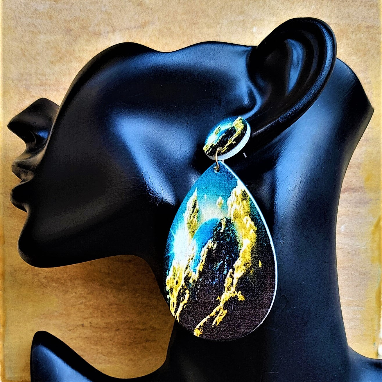 Drop Shaped Wooden Pattern Earrings Earrings casuals Ear Rings Earrings Trincket Jewellry Jewelry Jewellery