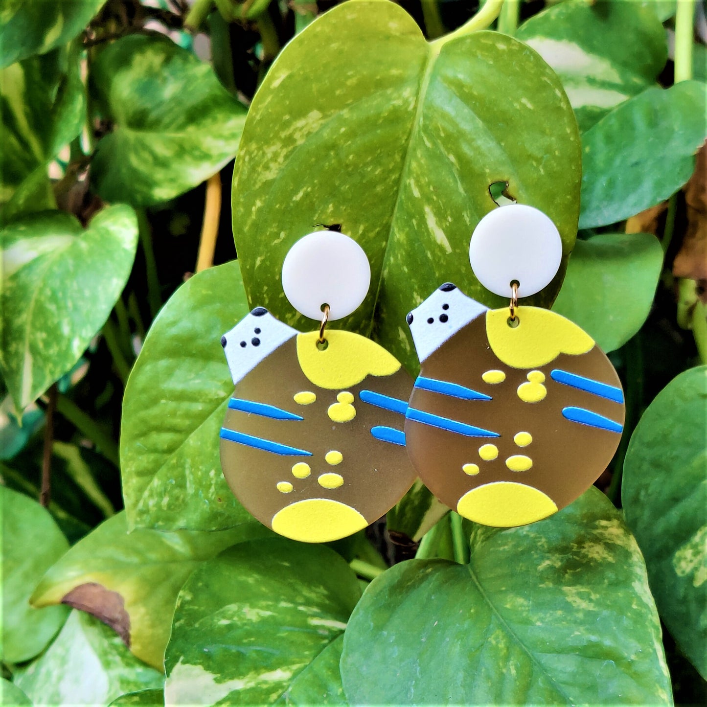 Round Plastic Funky Earrings Brown Earrings casuals Ear Rings Earrings Trincket Jewellry Jewelry Jewellery