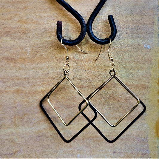 Black and Golden Danglers Big Diamond Earrings casuals Ear Rings Earrings office party Trincket Jewellry Jewelry Jewellery