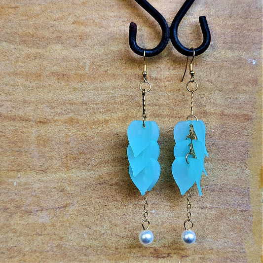 Bunch of Leaves Earrings Light Blue Earrings casuals Ear Rings Earrings office party Trincket Jewellry Jewelry Jewellery