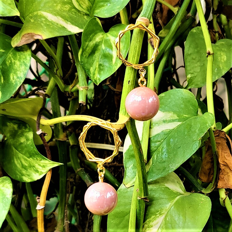 Big Bead Casual Earrings Peach Earrings bead casuals Ear Rings Earrings office Trincket Jewellry Jewelry Jewellery