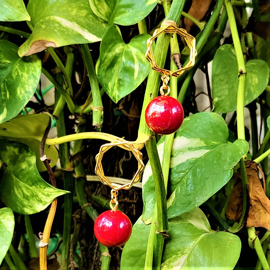 Big Bead Casual Earrings Red Earrings bead casuals Ear Rings Earrings office Trincket Jewellry Jewelry Jewellery