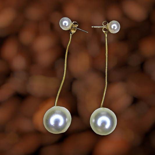 Pearl Bead and Chain Earrings Gold Earrings bead casuals Ear Rings Earrings ethnic office party Trincket Jewellry Jewelry Jewellery