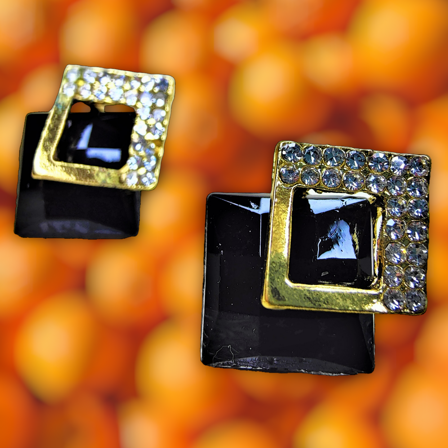 Twin Squares Black Earrings Earrings casuals Ear Rings Earrings ethnic office party Trincket Jewellry Jewelry Jewellery