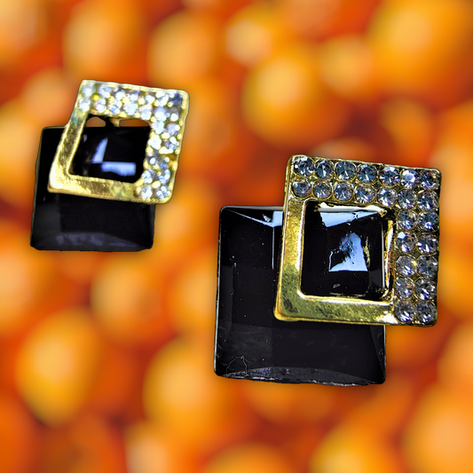 Twin Squares Black Earrings Earrings casuals Ear Rings Earrings ethnic office party Trincket Jewellry Jewelry Jewellery