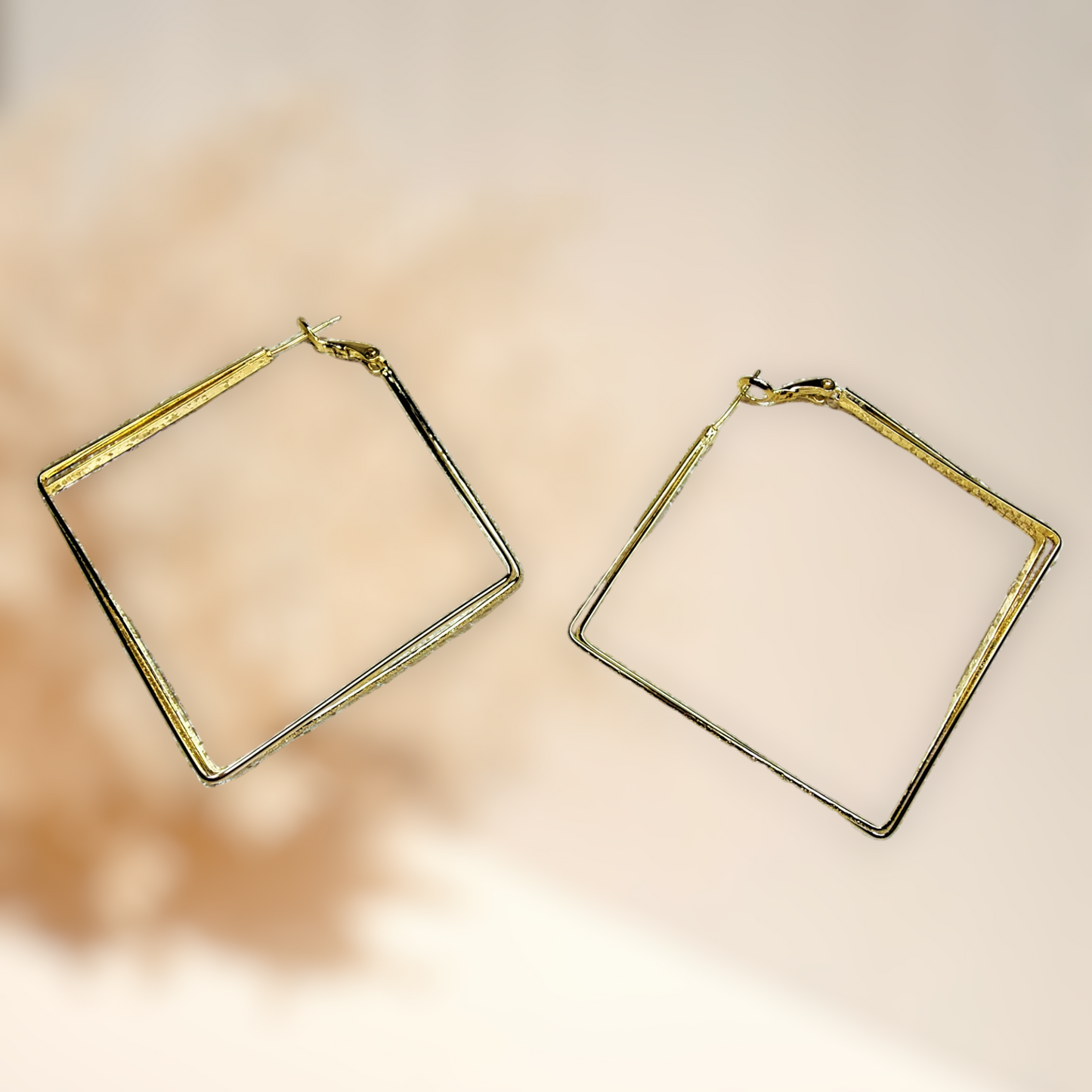 Diamond Shaped Hoops Gold Earrings antitarnish Ear Rings Earrings party Trincket Jewellry Jewelry Jewellery