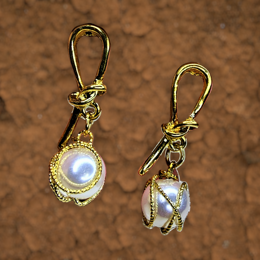 Knott & Bead Danglers Gold Earrings bead casuals Ear Rings Earrings ethnic office party Trincket Jewellry Jewelry Jewellery