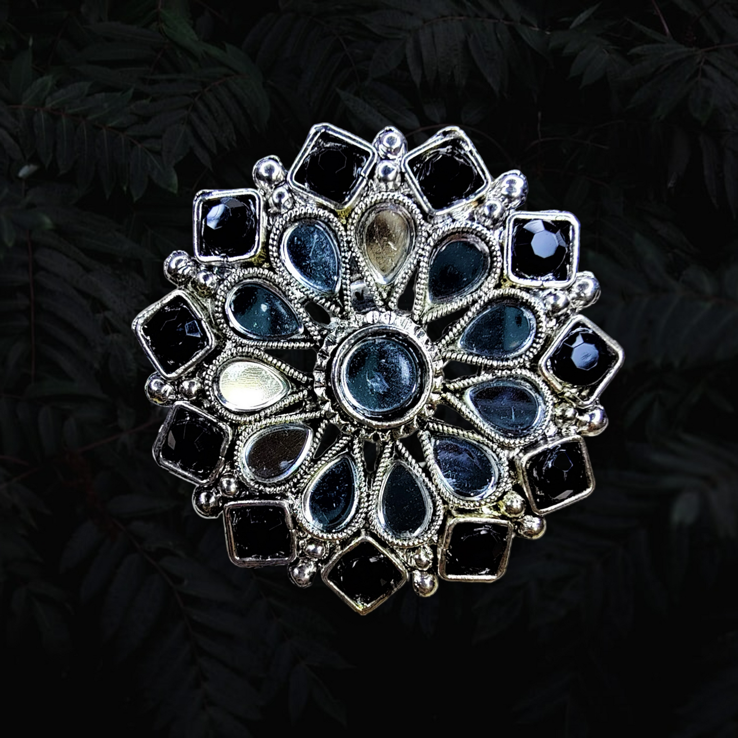 Dazzle with Round Mirror Rings – Adjustable Size Black Ring casuals ethnic office party Ring Trincket Jewellry Jewelry Jewellery