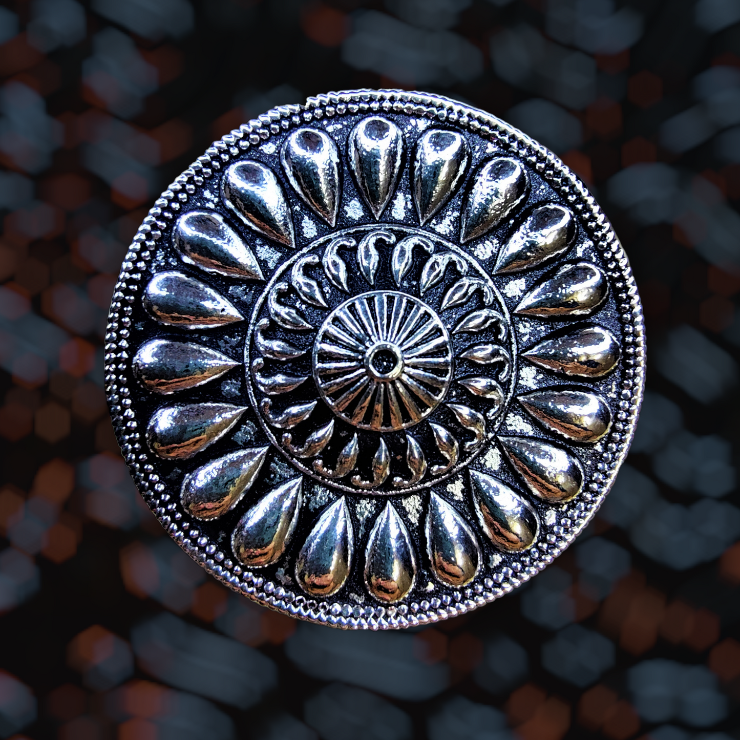 Oxidized Big Ring Circle (Drop Pattern) Ring casuals ethnic office party Ring Trincket Jewellry Jewelry Jewellery