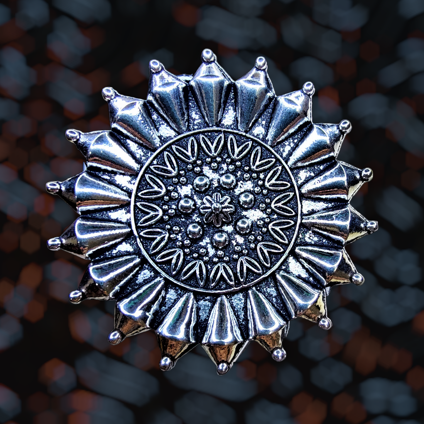 Oxidized Big Ring Circle (Spiky Pattern) Ring casuals ethnic office party Ring Trincket Jewellry Jewelry Jewellery