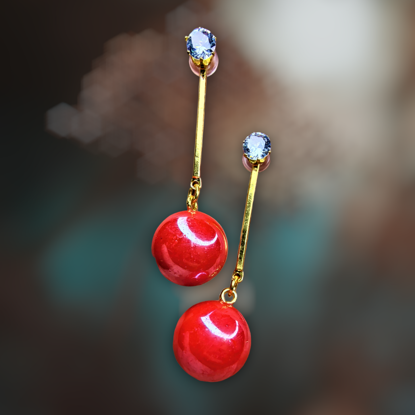 Metallic Bead Danglers Red Earrings bead casuals Ear Rings Earrings office party Trincket Jewellry Jewelry Jewellery