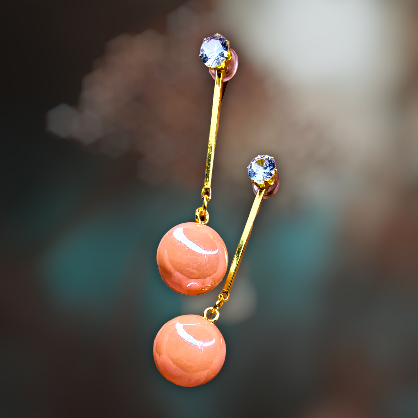 Metallic Bead Danglers Peach Earrings bead casuals Ear Rings Earrings office party Trincket Jewellry Jewelry Jewellery