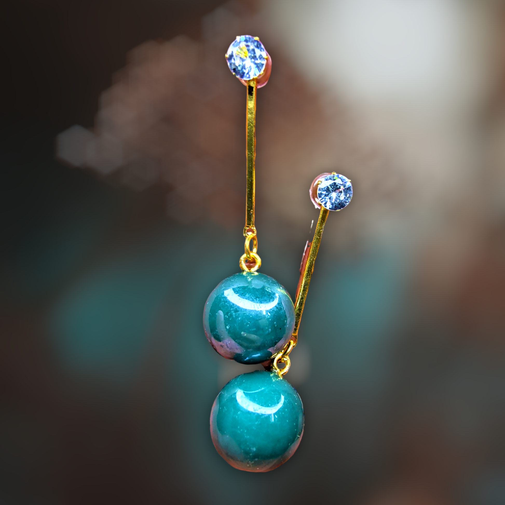 Metallic Bead Danglers Green Earrings bead casuals Ear Rings Earrings office party Trincket Jewellry Jewelry Jewellery