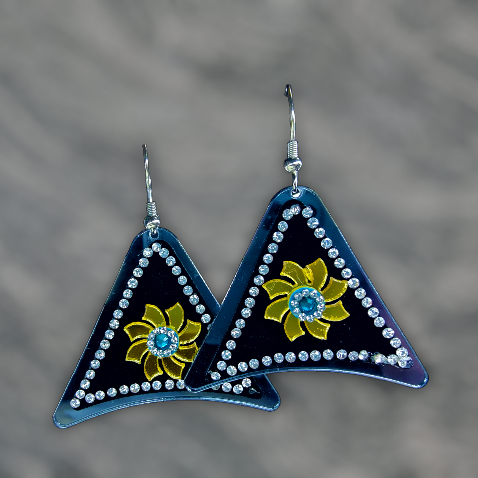 Triangle Stone Earrings Blue Earrings casuals Ear Rings Earrings ethnic office party Trincket Jewellry Jewelry Jewellery