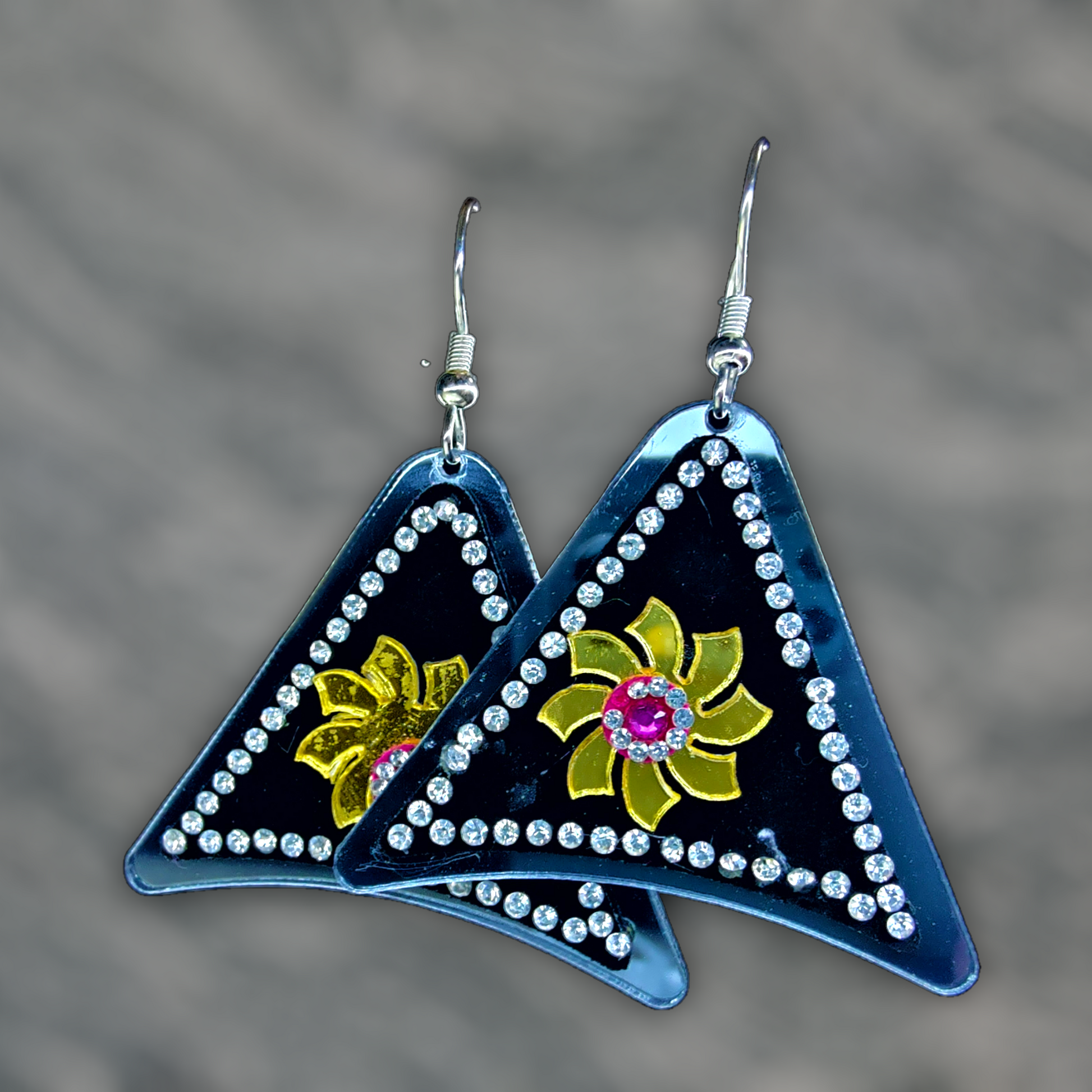 Triangle Stone Earrings Pink Earrings casuals Ear Rings Earrings ethnic office party Trincket Jewellry Jewelry Jewellery