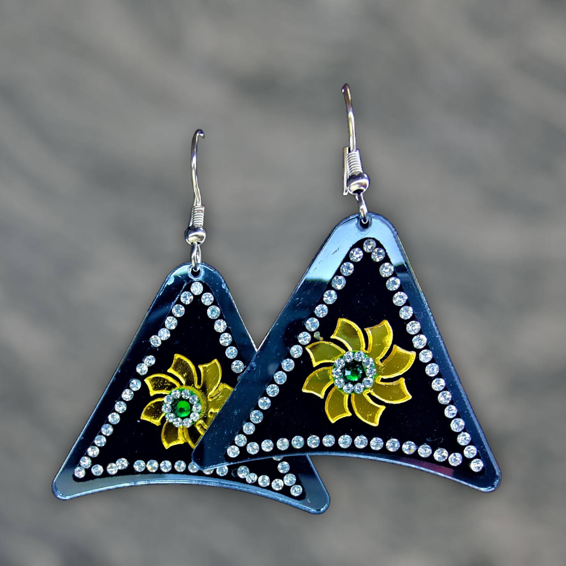 Triangle Stone Earrings Green Earrings casuals Ear Rings Earrings ethnic office party Trincket Jewellry Jewelry Jewellery