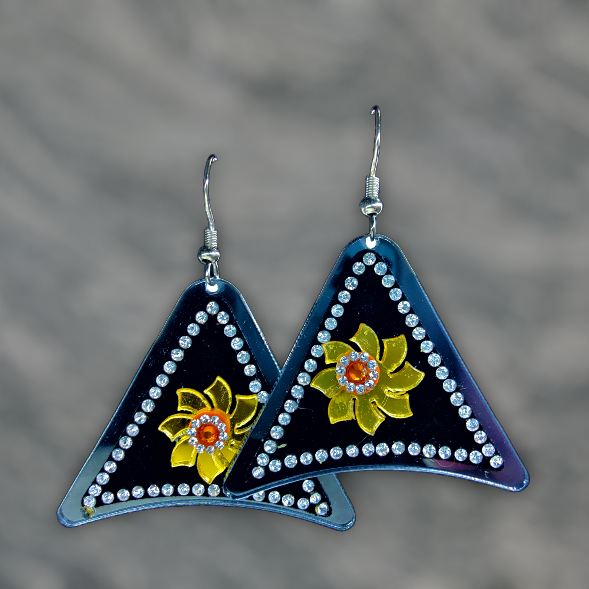 Triangle Stone Earrings Orange Earrings casuals Ear Rings Earrings ethnic office party Trincket Jewellry Jewelry Jewellery