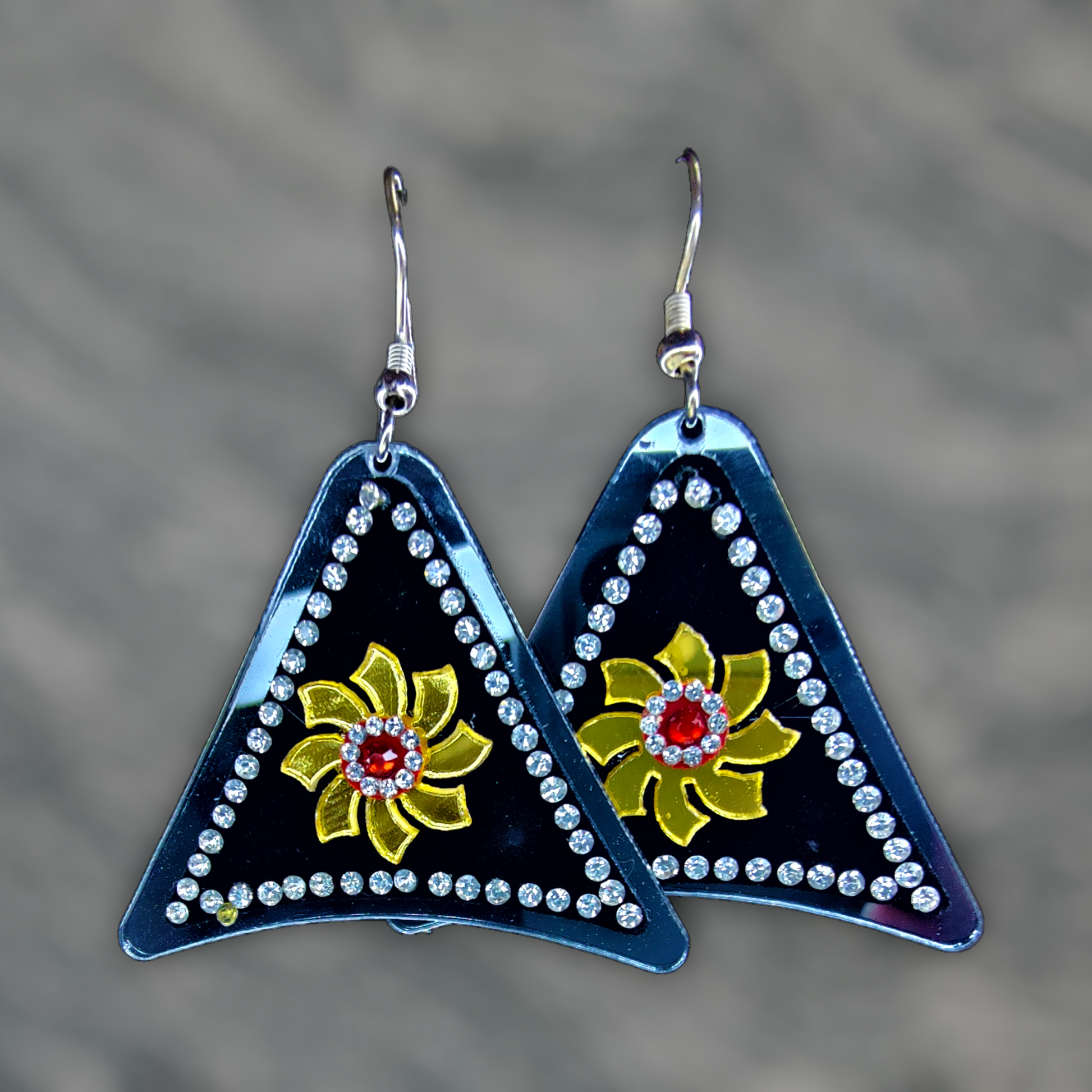 Triangle Stone Earrings Red Earrings casuals Ear Rings Earrings ethnic office party Trincket Jewellry Jewelry Jewellery