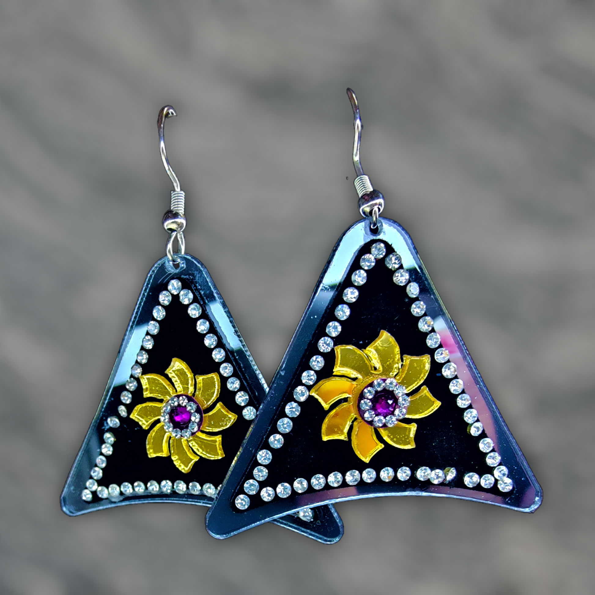 Triangle Stone Earrings Purple Earrings casuals Ear Rings Earrings ethnic office party Trincket Jewellry Jewelry Jewellery