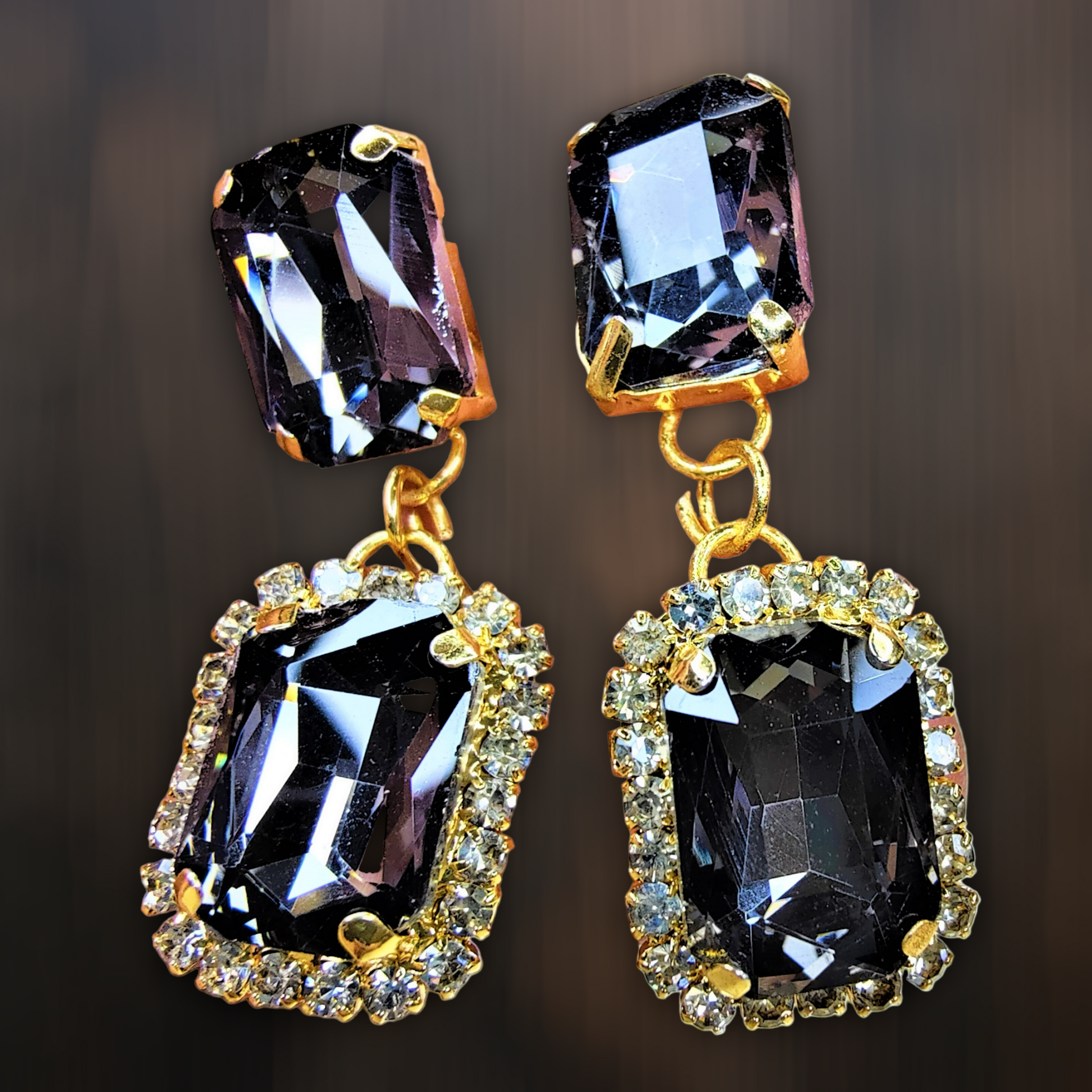 Rectangular Glass Stone Earrings Black Earrings Ear Rings Earrings ethnic party Trincket Jewellry Jewelry Jewellery