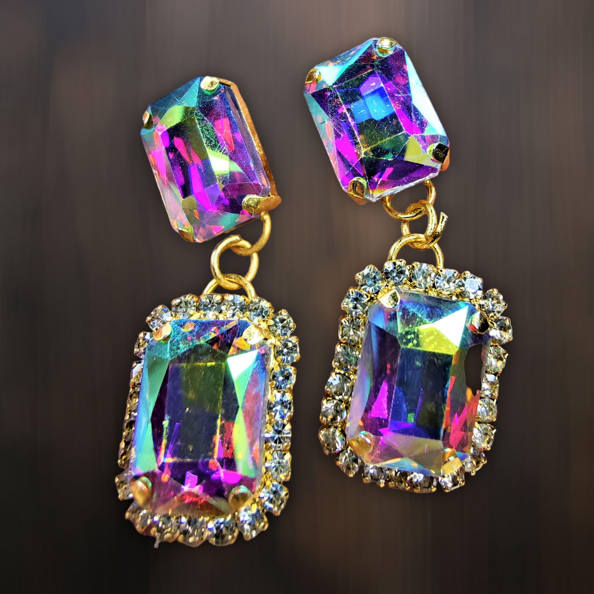 Rectangular Glass Stone Earrings Multicolor Earrings Ear Rings Earrings ethnic party Trincket Jewellry Jewelry Jewellery