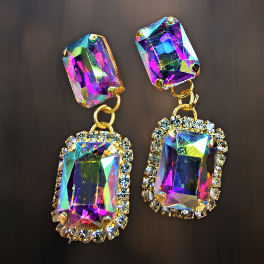 Rectangular Glass Stone Earrings Multicolor Earrings Ear Rings Earrings ethnic party Trincket Jewellry Jewelry Jewellery