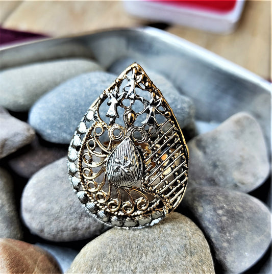 Silver and Gold Oxidized Ring (Style 6) Ring ethnic Ring Trincket Jewellry Jewelry Jewellery