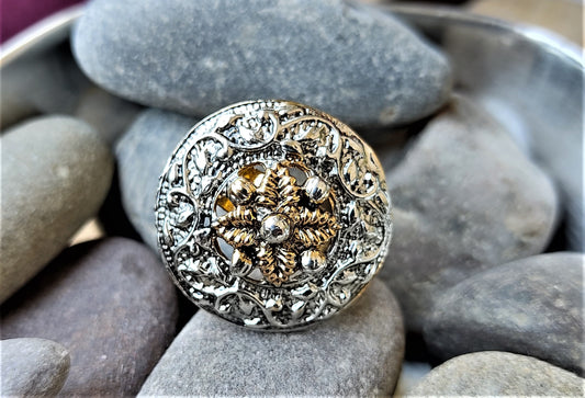 Silver and Gold Oxidized Ring (Style 18) Multicolor free size Ring ethnic Ring Trincket Jewellry Jewelry Jewellery