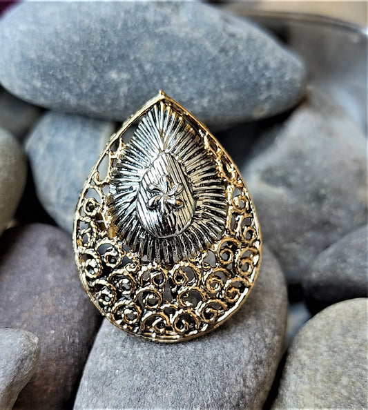 Silver and Gold Oxidized Ring (Style 13) Ring ethnic Ring Trincket Jewellry Jewelry Jewellery
