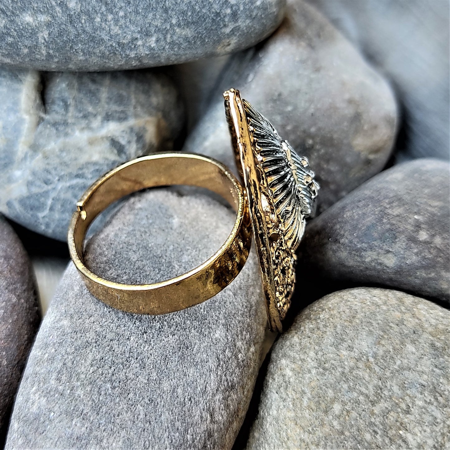 Silver and Gold Oxidized Ring (Style 13) Ring ethnic Ring Trincket Jewellry Jewelry Jewellery