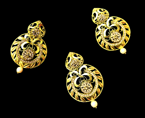 Golden Heavy Pendant Set Jewelry Set antitarnish ethnic Set Trincket Jewellry Jewelry Jewellery