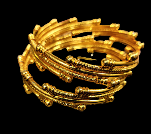 Golden, Diagonal Stripes Kade (Set of 2) Bracelet antitarnish Bracelet ethnic Trincket Jewellry Jewelry Jewellery